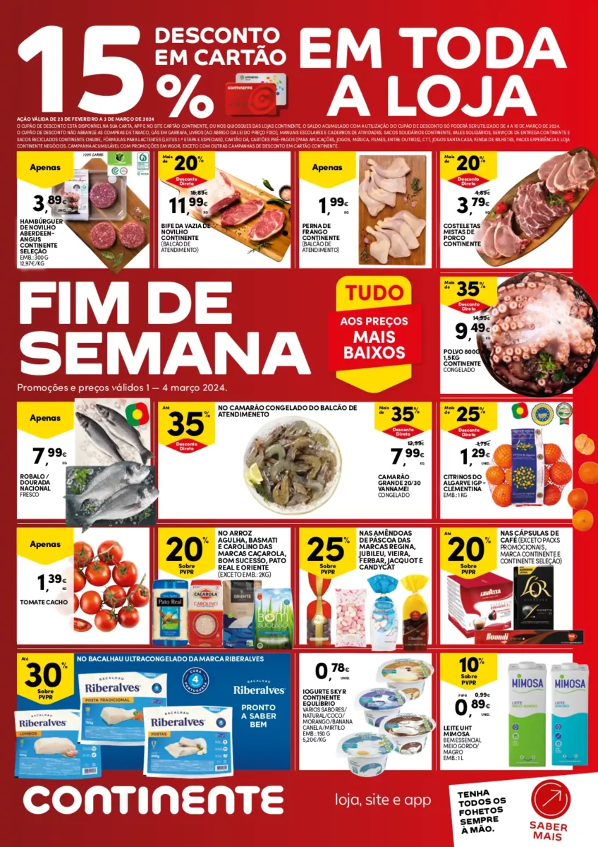 Folheto Continente fim-de-semana (1 a 4 mar&ccedil;o)