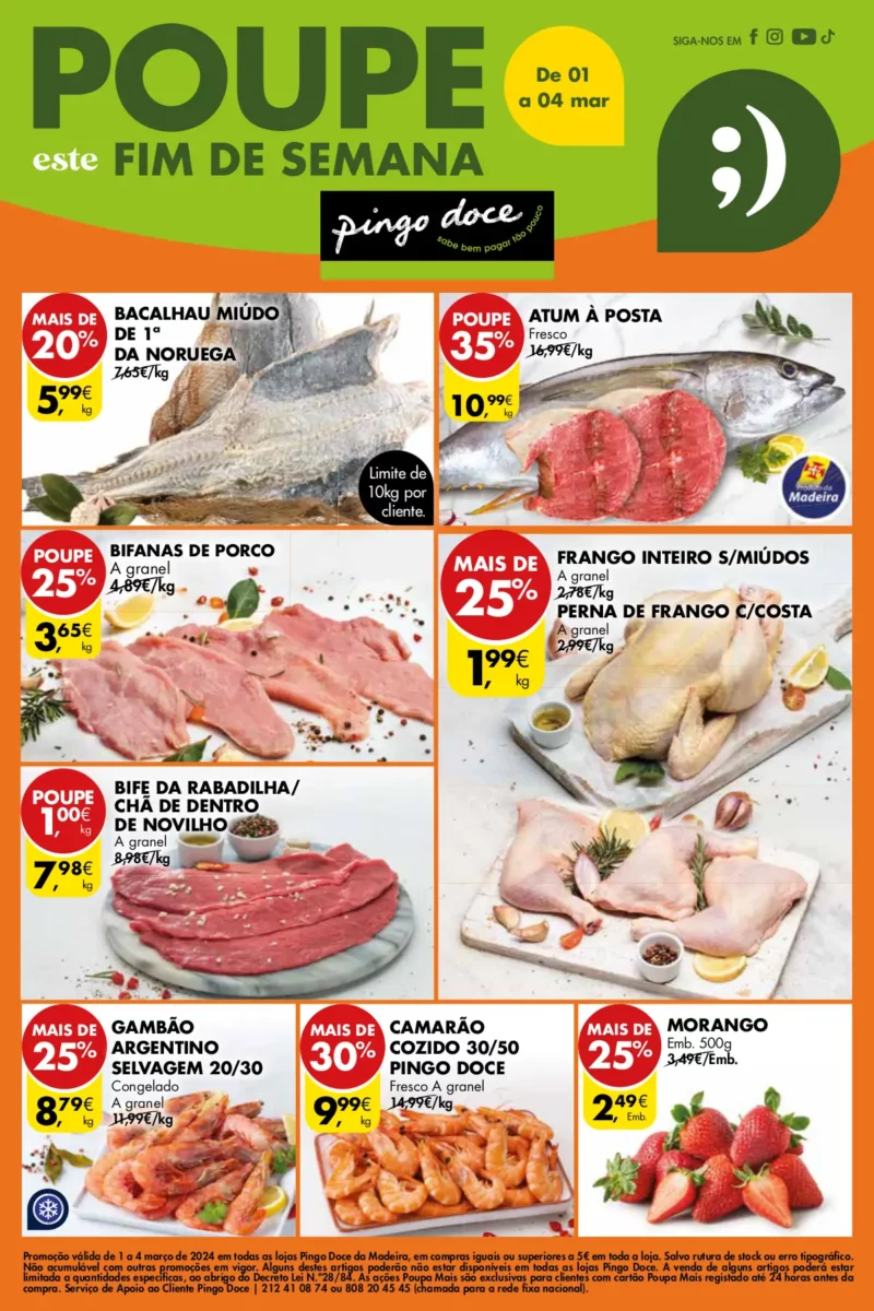 Antevis&atilde;o Folheto Pingo Doce fim-de-semana Madeira (1 a 4 mar&ccedil;o)