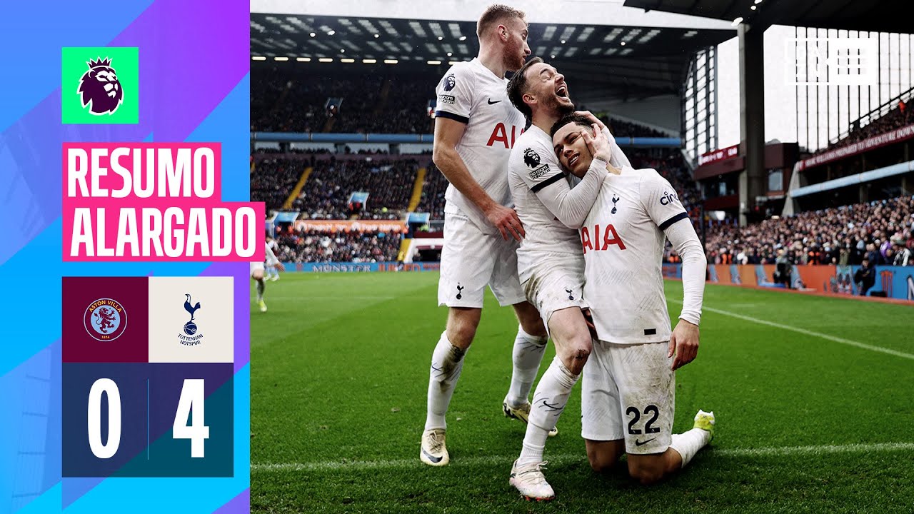 Resumo alargado | Aston Villa 0-4 Tottenham | Premier League 23/24