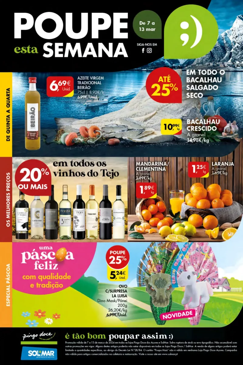 Antevis&atilde;o Folheto Pingo Doce A&ccedil;ores (7 a 13 mar&ccedil;o)