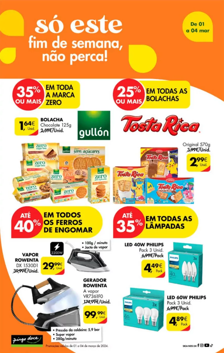 Antevis&atilde;o Folheto Pingo Doce fim-de-semana (1 a 4 mar&ccedil;o)