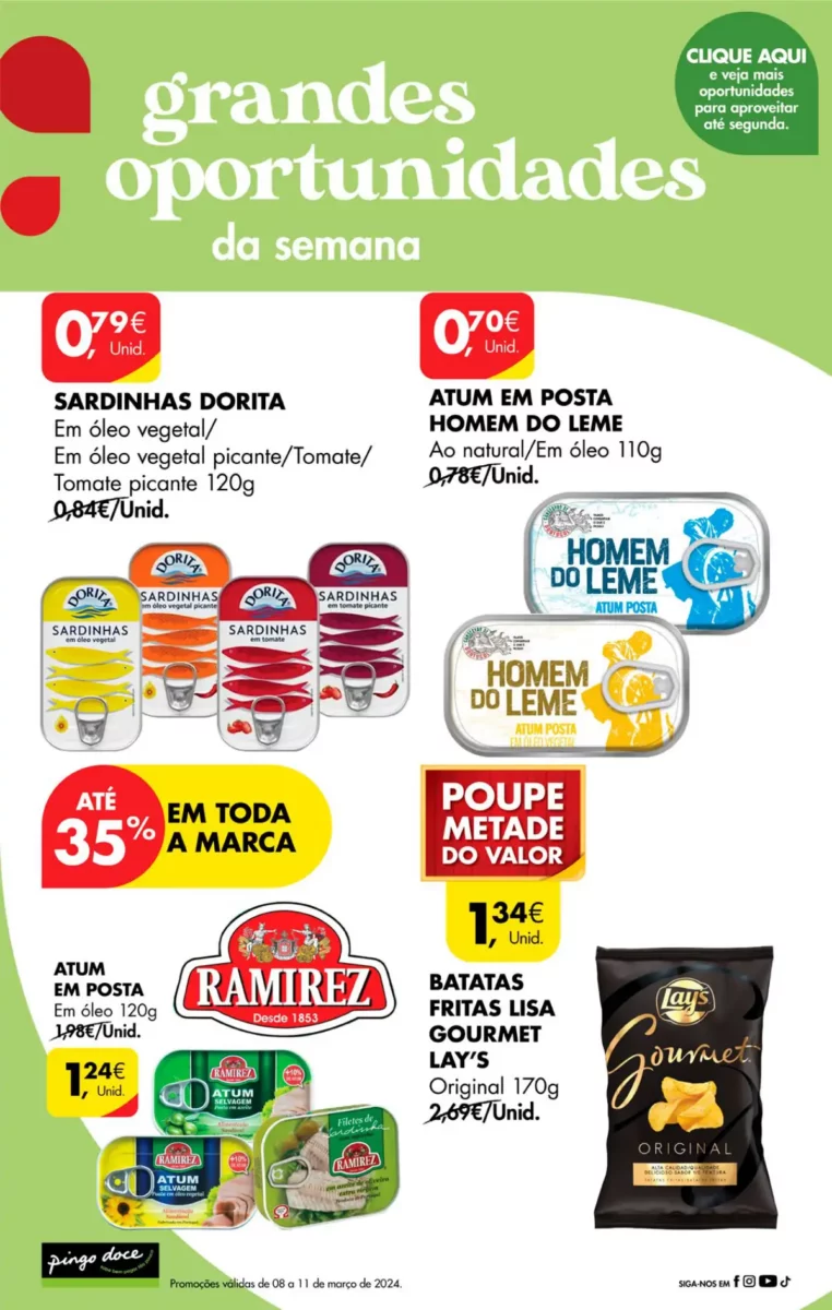 Antevis&atilde;o Folheto Pingo Doce fim-de-semana (8 a 11 mar&ccedil;o)