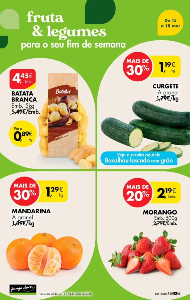 Antevis&atilde;o Folheto Pingo Doce fim-de-semana (15 a 18 mar&ccedil;o)