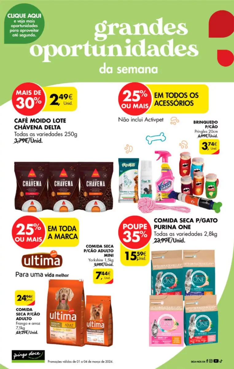 Antevis&atilde;o Folheto Pingo Doce fim-de-semana (1 a 4 mar&ccedil;o)