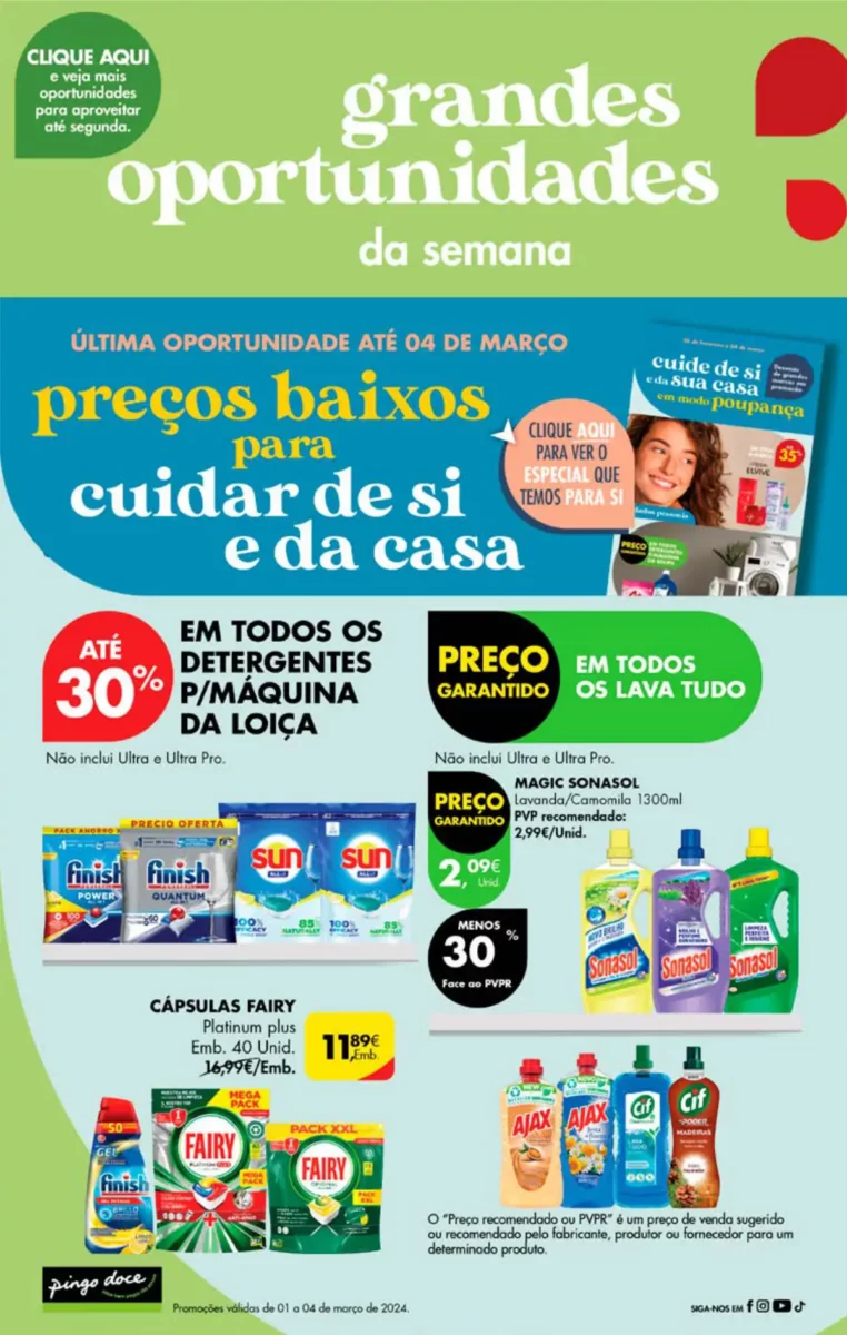 Antevis&atilde;o Folheto Pingo Doce fim-de-semana (1 a 4 mar&ccedil;o)