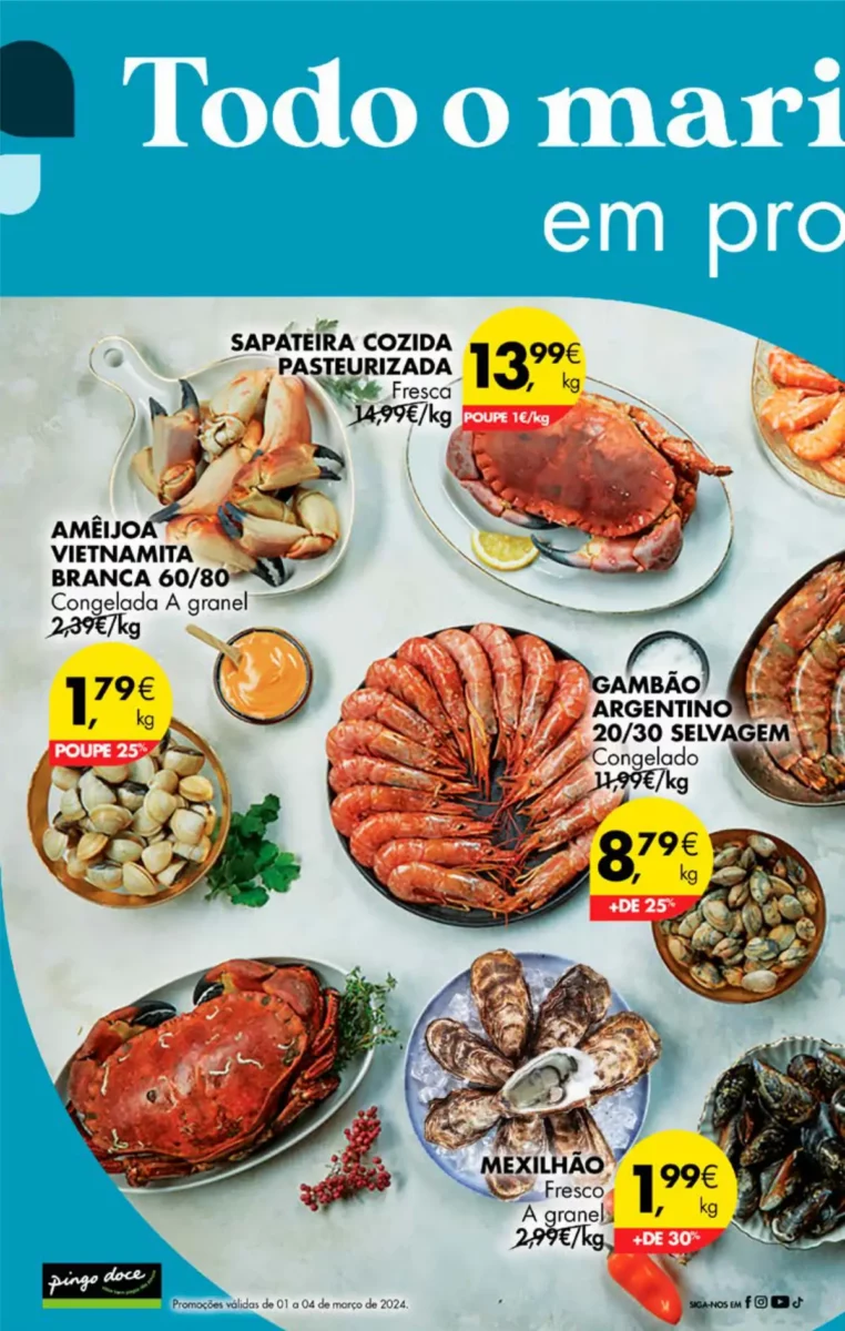 Antevis&atilde;o Folheto Pingo Doce fim-de-semana (1 a 4 mar&ccedil;o)