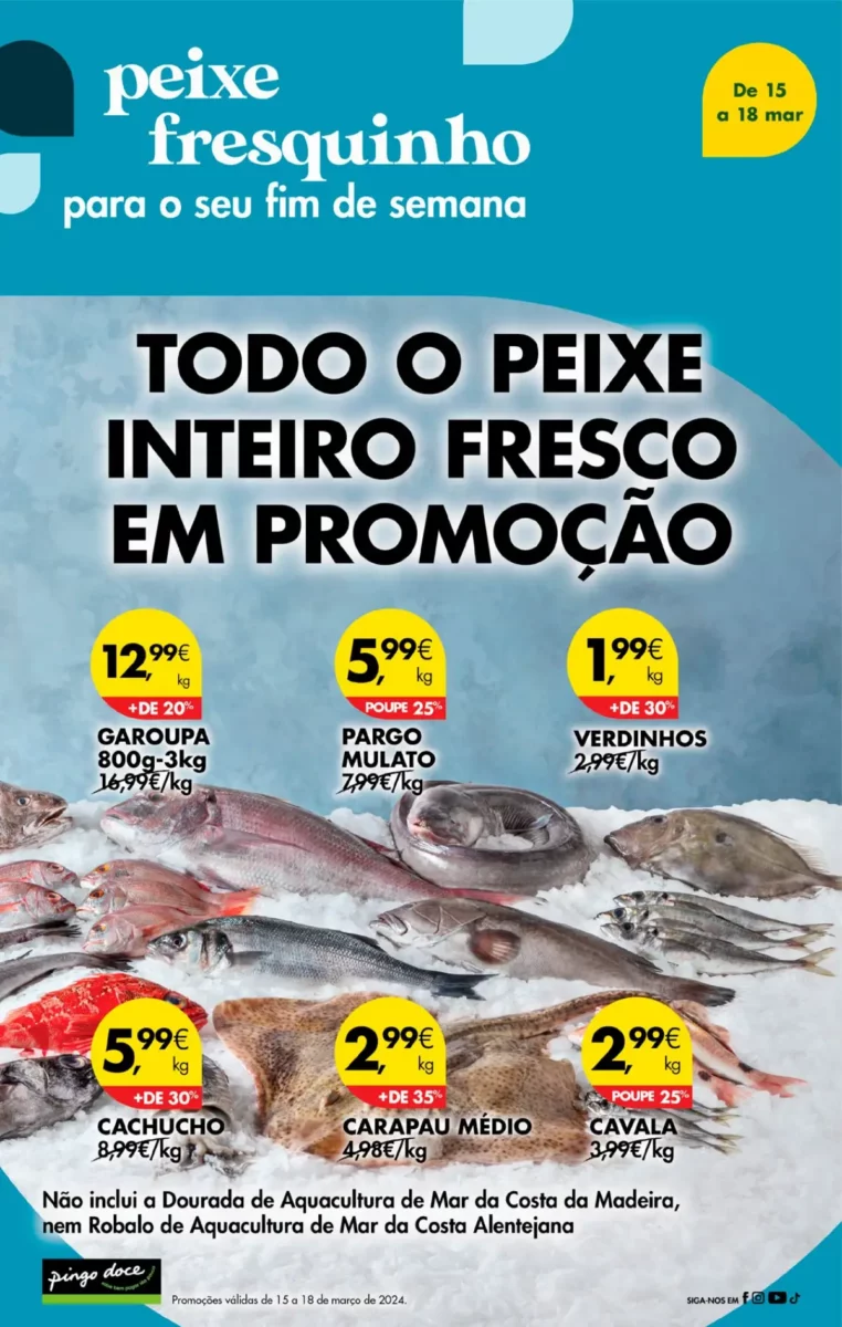 Antevis&atilde;o Folheto Pingo Doce fim-de-semana (15 a 18 mar&ccedil;o)