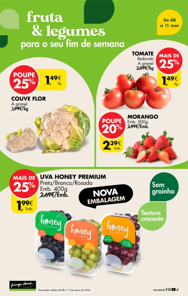 Antevis&atilde;o Folheto Pingo Doce fim-de-semana (8 a 11 mar&ccedil;o)