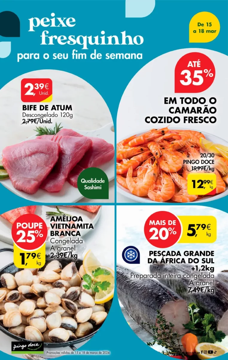 Antevis&atilde;o Folheto Pingo Doce fim-de-semana (15 a 18 mar&ccedil;o)