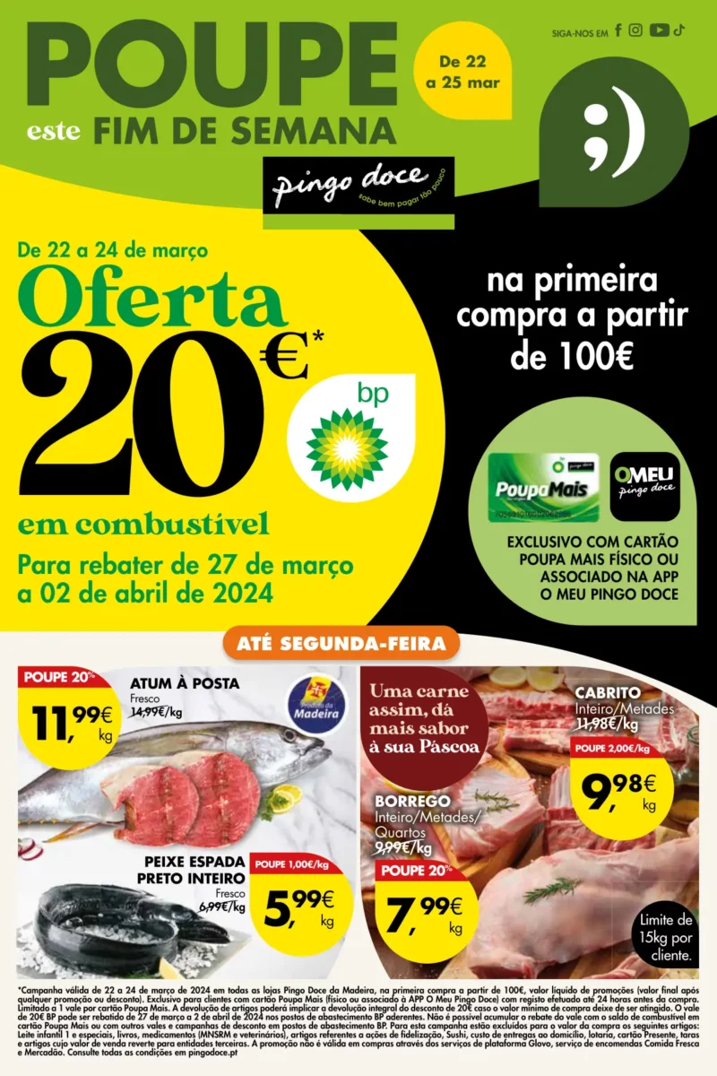 Antevis&atilde;o Folheto Pingo Doce Madeira fim-de-semana (22 a 25 mar&ccedil;o)