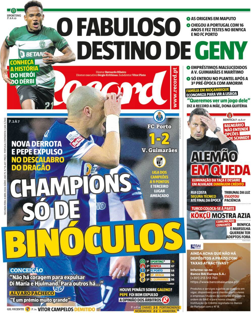 Record: Capa da Edi&ccedil;&atilde;o de segunda-feira, 08 de abril 2024