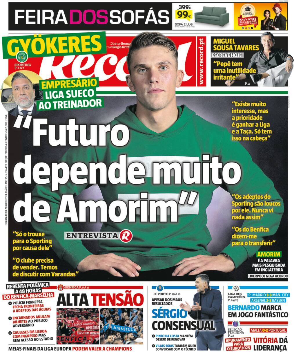 Record: Capa da Edi&ccedil;&atilde;o de quarta-feira, 10 de abril 2024