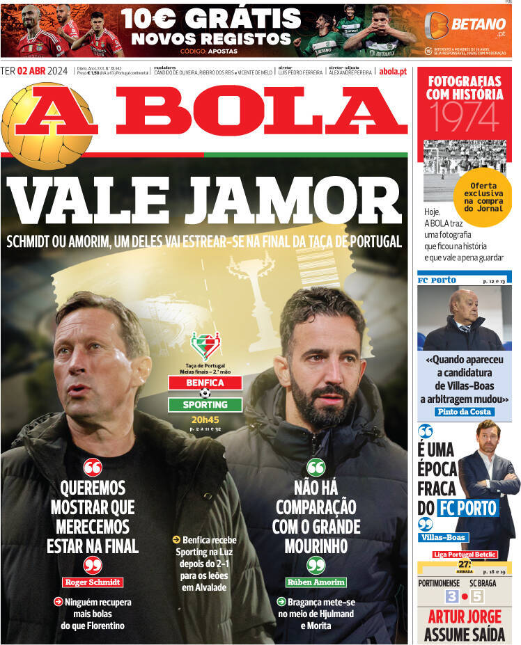 Correio da Manh&atilde;: Capa da Edi&ccedil;&atilde;o de ter&ccedil;a-feira, 02 de abril 2024