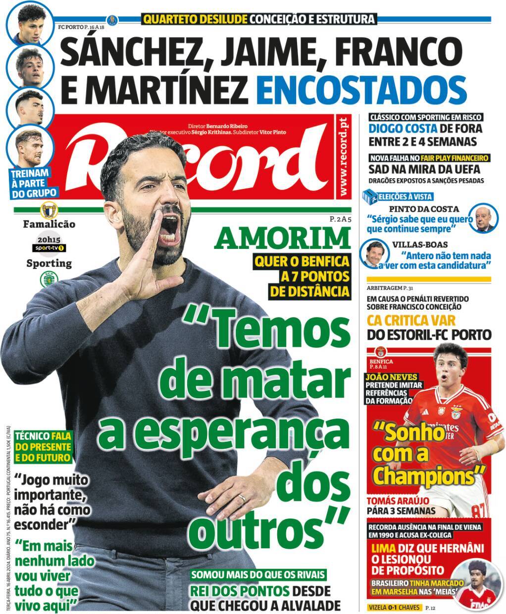 Record: Capa da Edi&ccedil;&atilde;o de ter&ccedil;a-feira, 16 de abril 2024