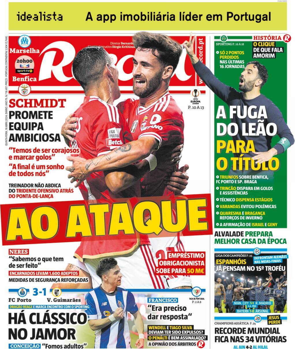 Record: Capa da Edi&ccedil;&atilde;o de quinta-feira, 18 de abril 2024