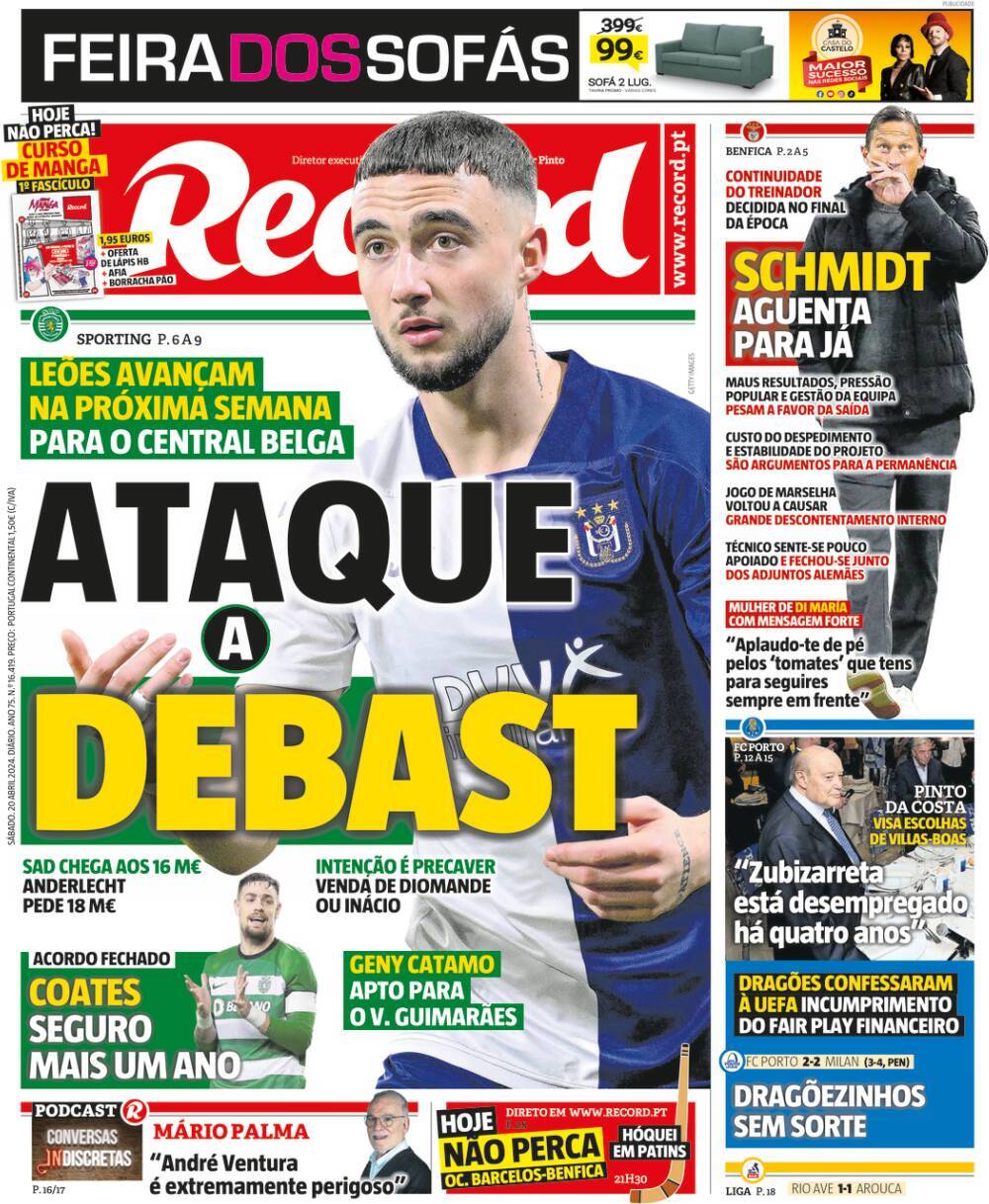 Record: Capa da Edi&ccedil;&atilde;o de s&aacute;bado, 20 de abril 2024