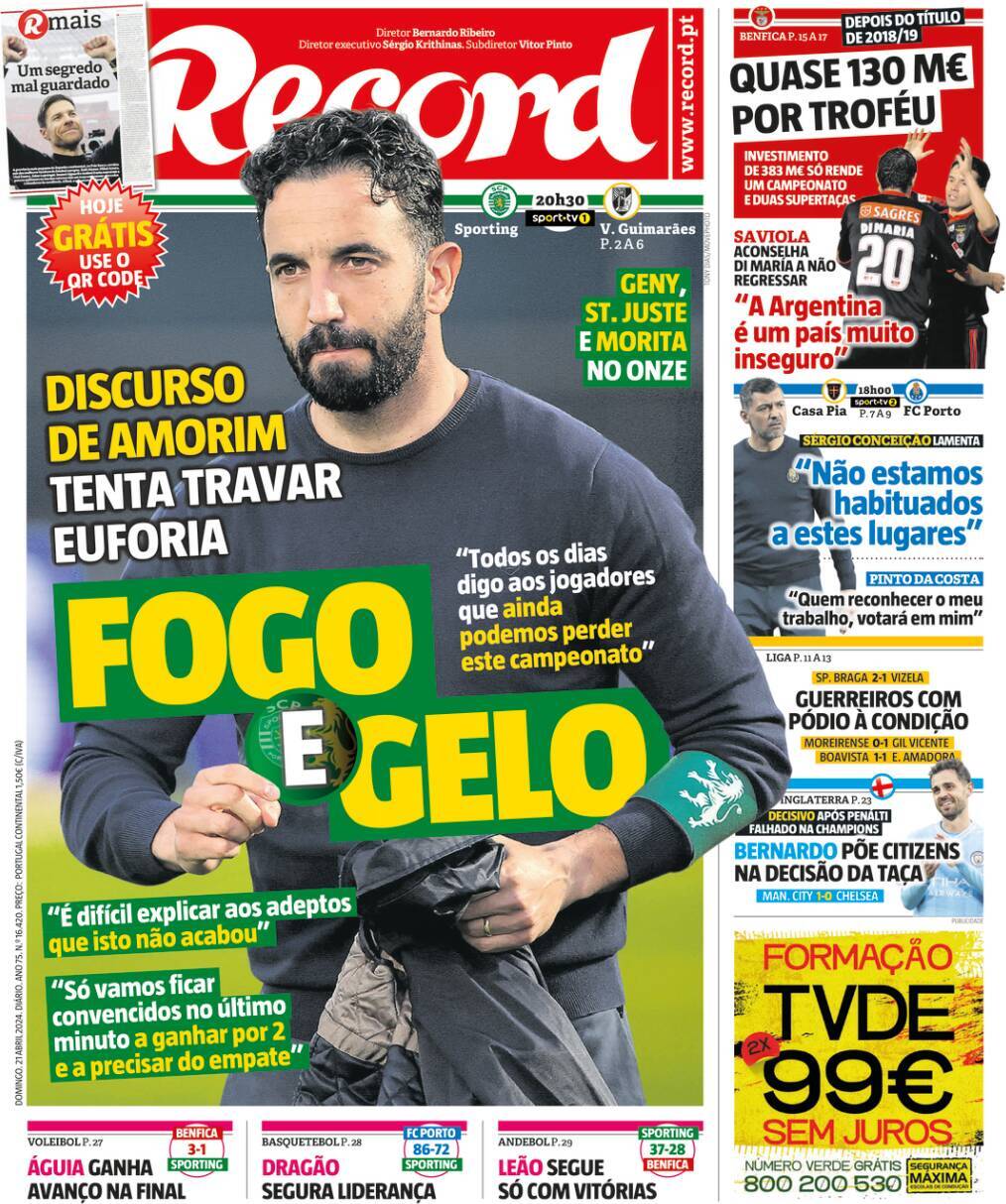 Record: Capa da Edi&ccedil;&atilde;o de domingo, 21 de abril 2024