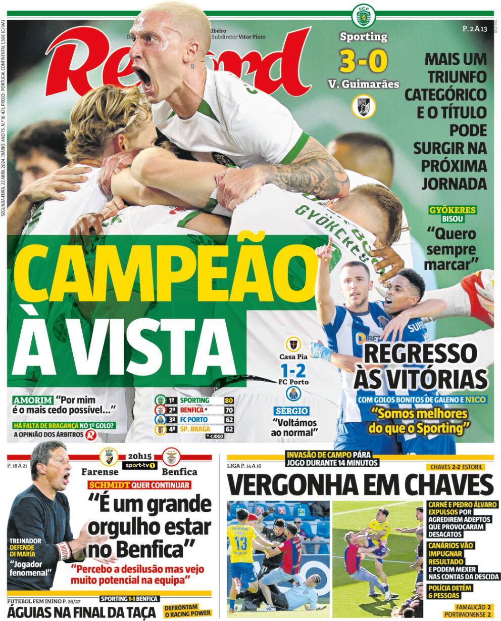 Record: Capa da Edi&ccedil;&atilde;o de segunda-feira, 22 de abril 2024