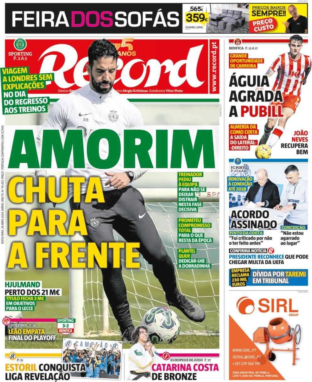 Record: Capa da Edi&ccedil;&atilde;o de sexta-feira, 26 de abril 2024