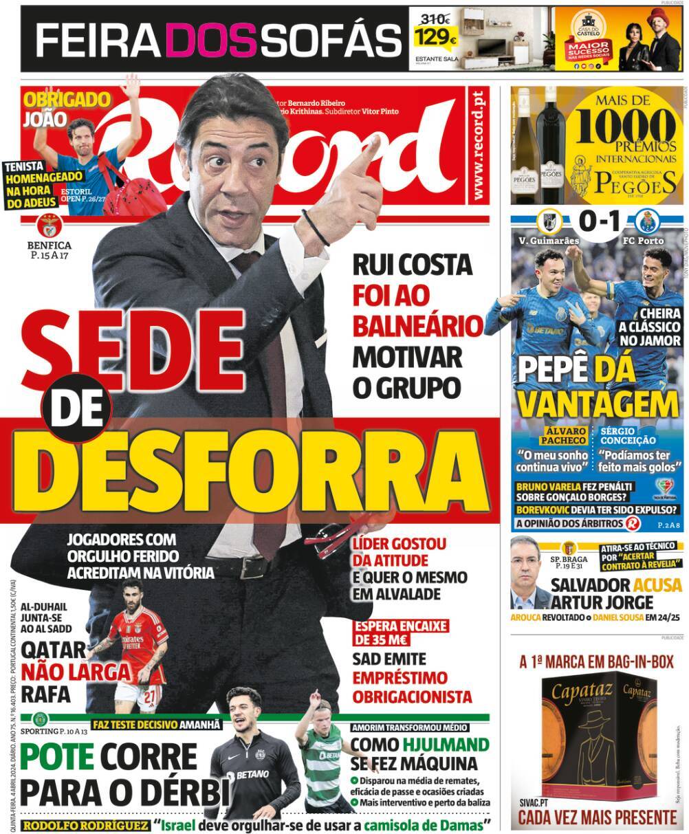 Record: Capa da Edi&ccedil;&atilde;o de quinta-feira, 04 de abril 2024