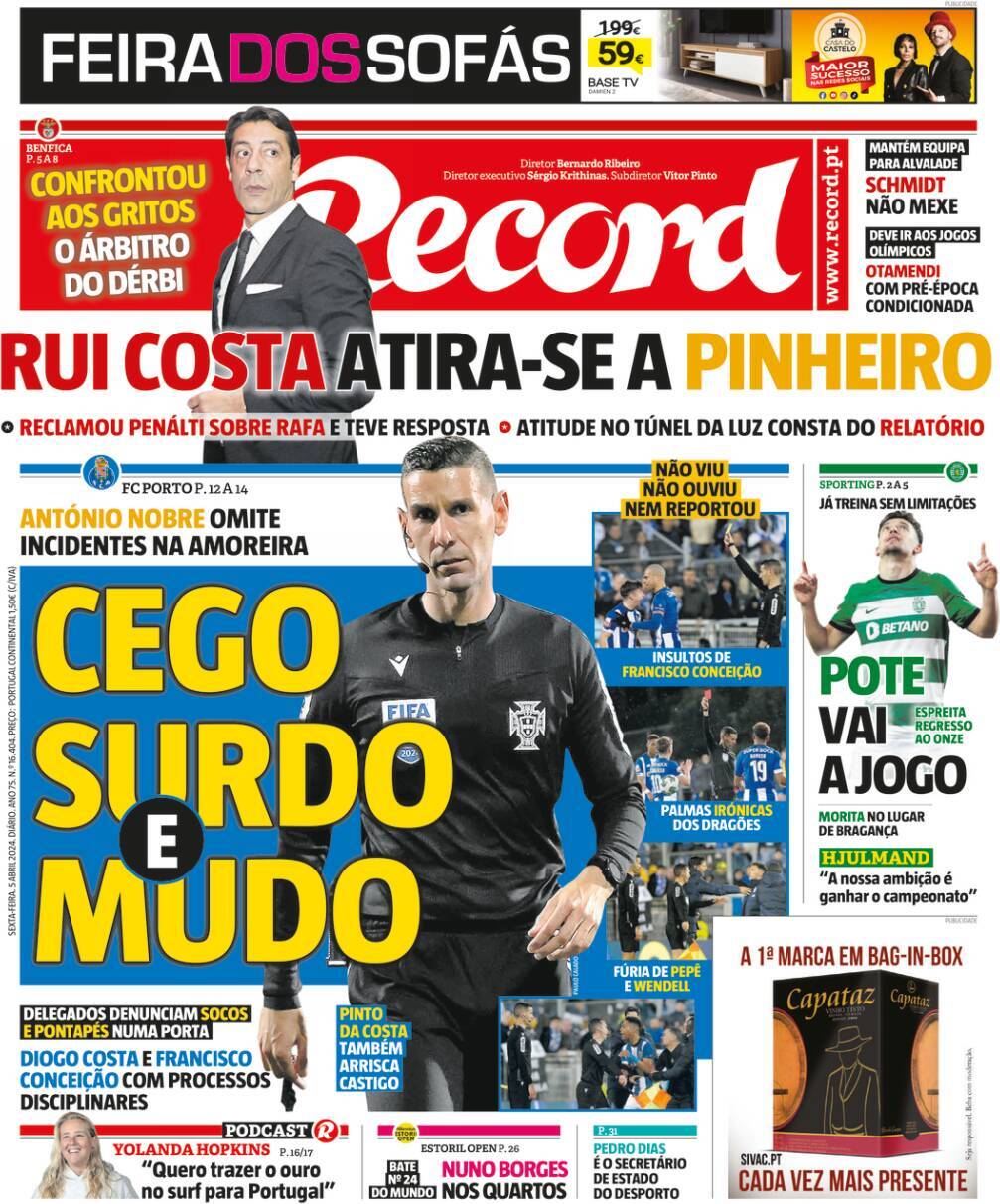 P&uacute;blico: Capa da Edi&ccedil;&atilde;o de sexta-feira, 05 de abril 2024