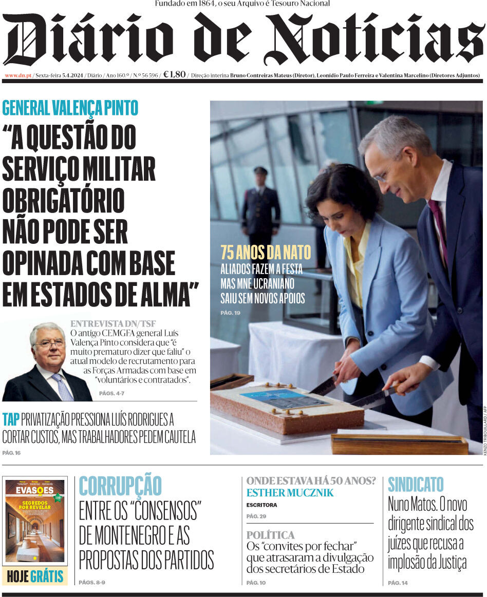 Di&aacute;rio de Not&iacute;cias: Capa da Edi&ccedil;&atilde;o de sexta-feira, 05 de abril 2024