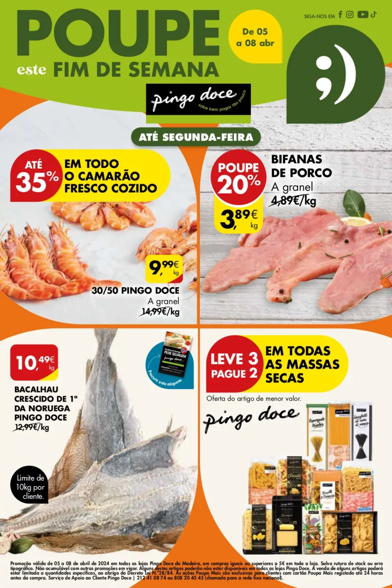 Antevis&atilde;o Folheto Pingo Doce fim-de-semana Madeira (5 a 8 abril)