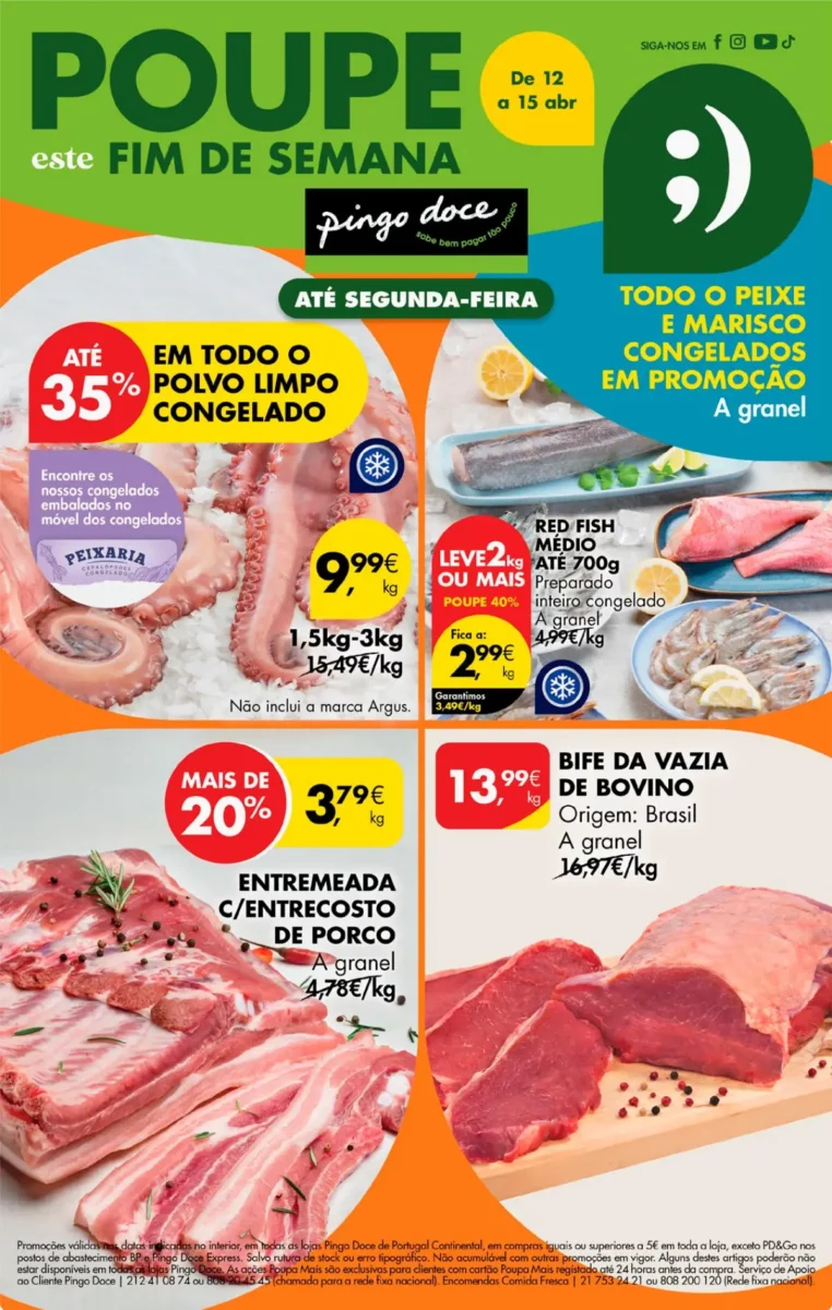Antevis&atilde;o Folheto Pingo Doce fim-de-semana (12 a 15 abril)