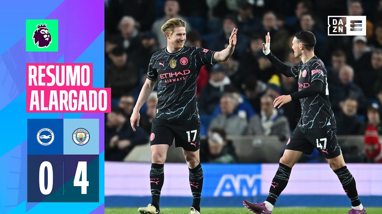 Resumo alargado | Brighton 0-4 Man City | Premier League 23/24
