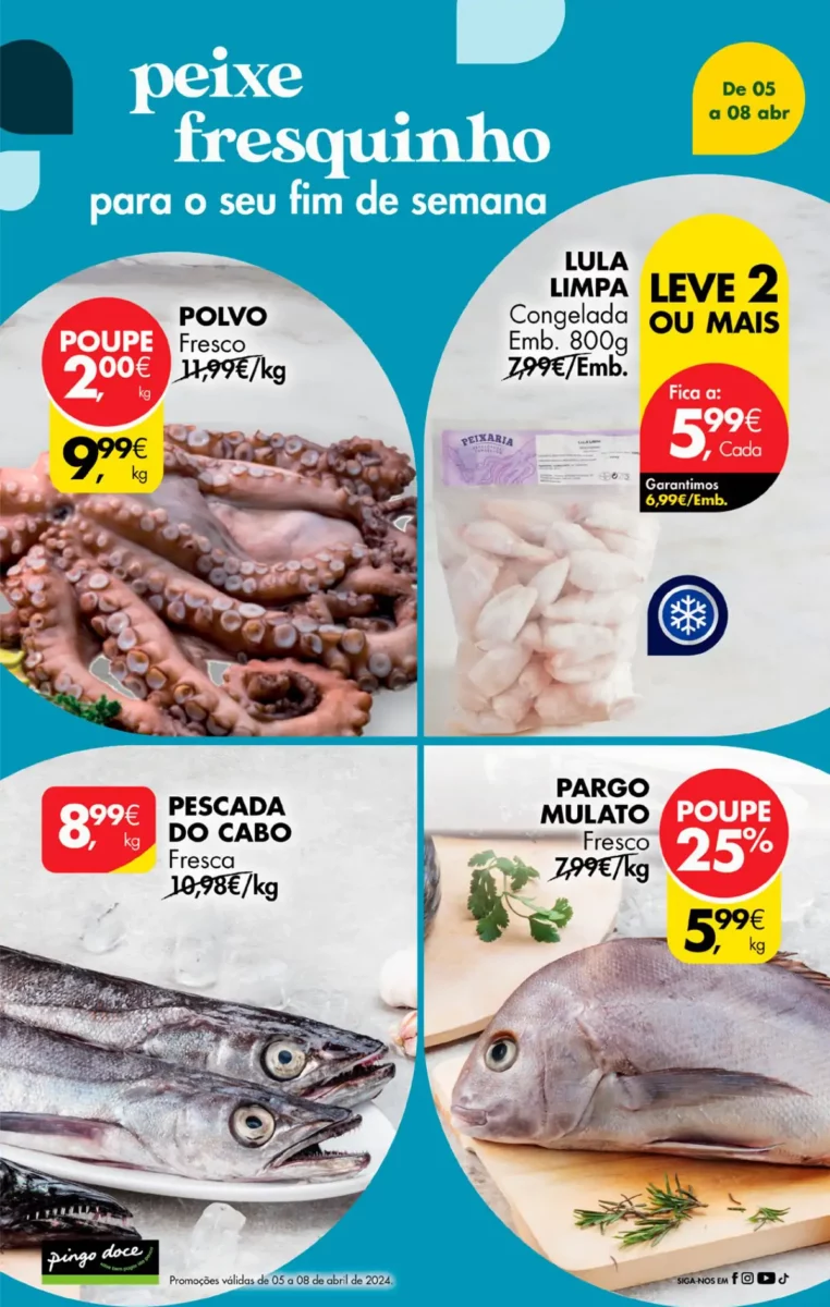 Antevis&atilde;o Folheto Pingo Doce fim-de-semana (5 a 8 abril)