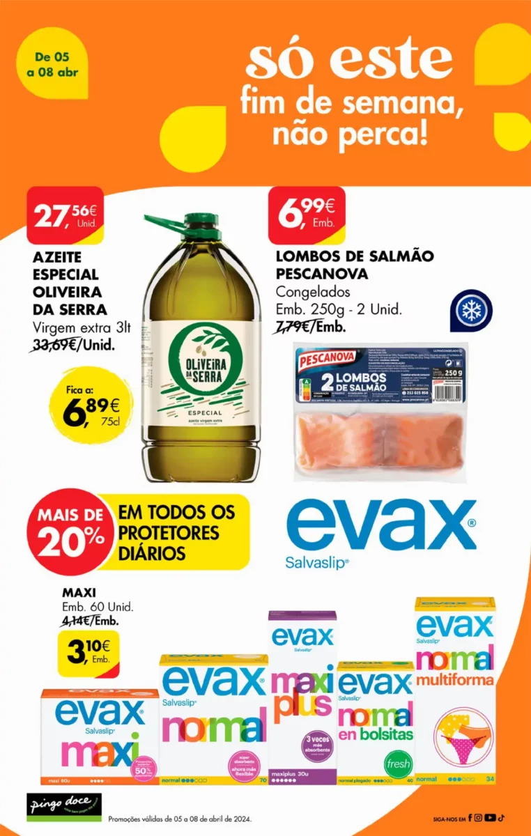Antevis&atilde;o Folheto Pingo Doce fim-de-semana (5 a 8 abril)