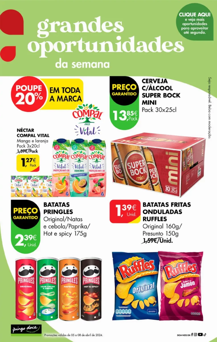 Antevis&atilde;o Folheto Pingo Doce fim-de-semana (5 a 8 abril)