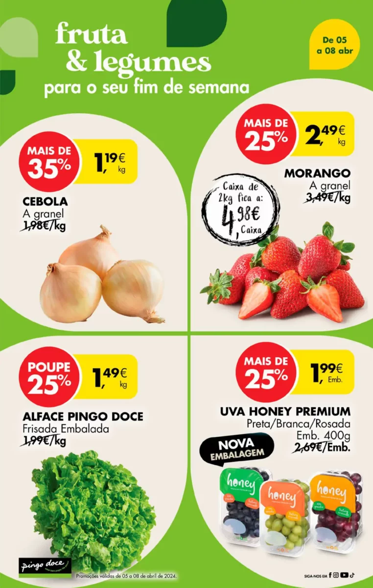 Antevis&atilde;o Folheto Pingo Doce fim-de-semana (5 a 8 abril)