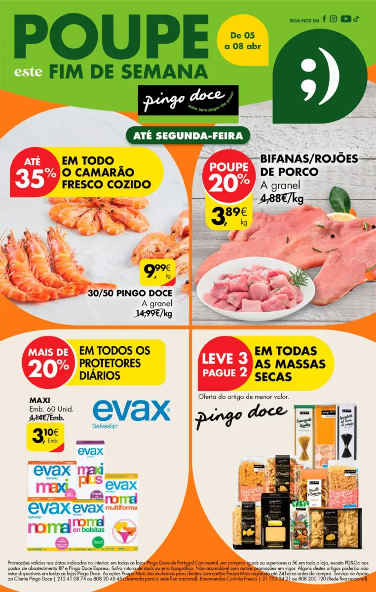 Antevis&atilde;o Folheto Pingo Doce fim-de-semana (5 a 8 abril)