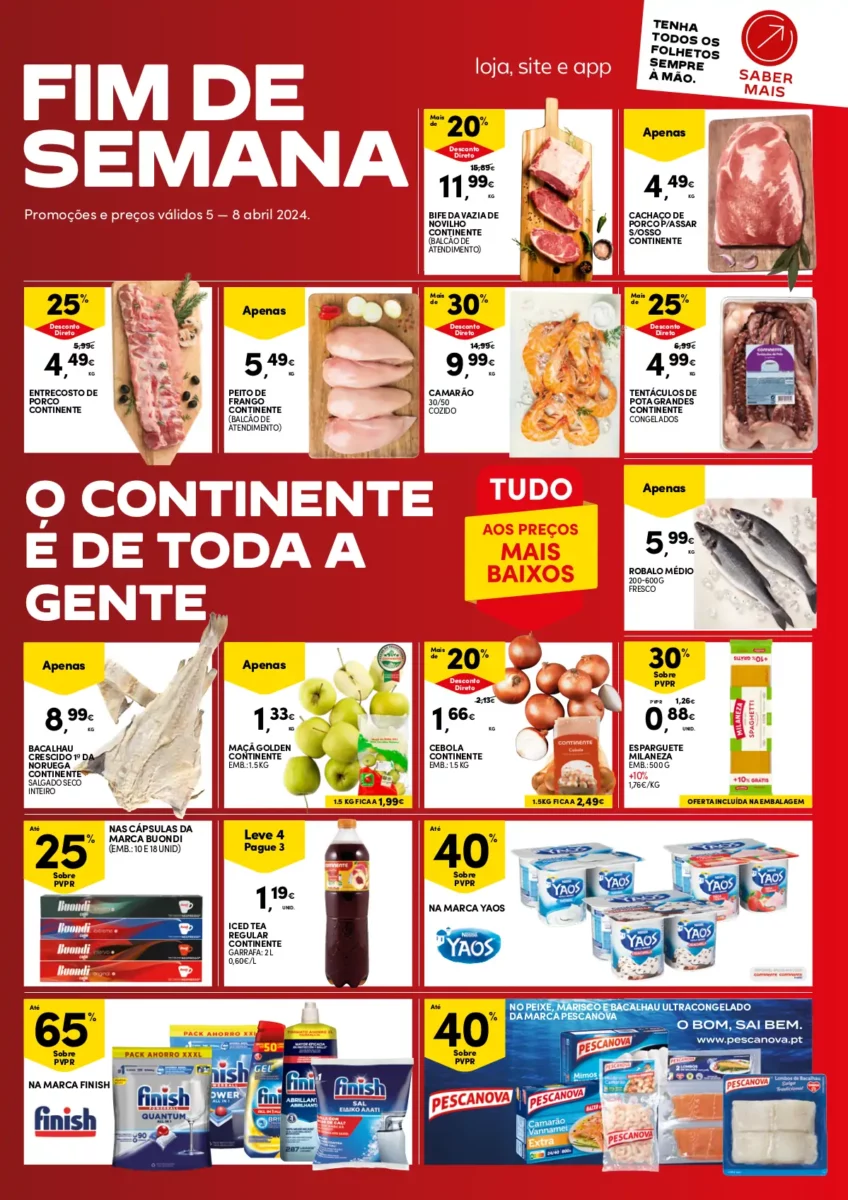 Folheto Continente fim-de-semana (5 a 8 abril)