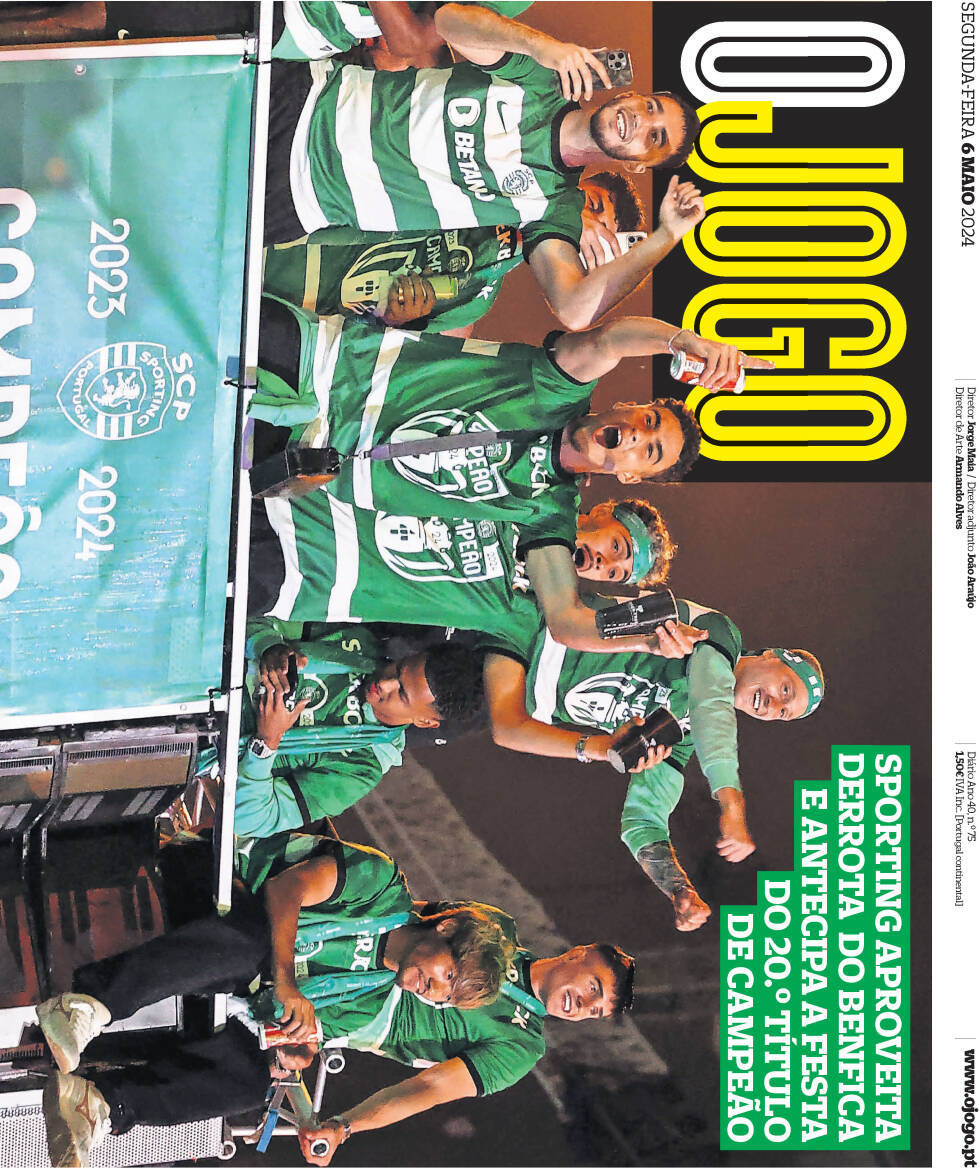 O Jogo: Capa da Edi&ccedil;&atilde;o de segunda-feira, 06 de maio 2024