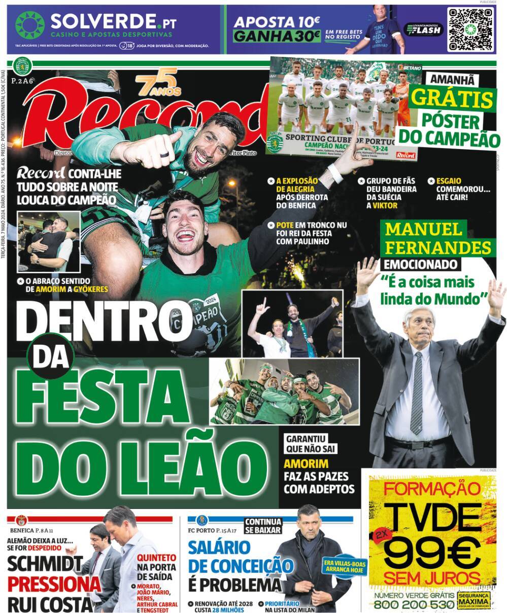 Record: Capa da Edi&ccedil;&atilde;o de ter&ccedil;a-feira, 07 de maio 2024