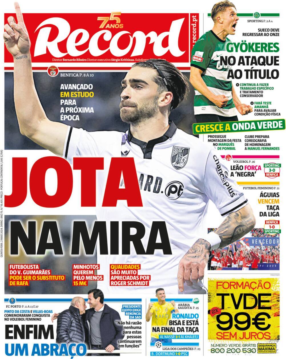 Record: Capa da Edi&ccedil;&atilde;o de quinta-feira, 02 de maio 2024