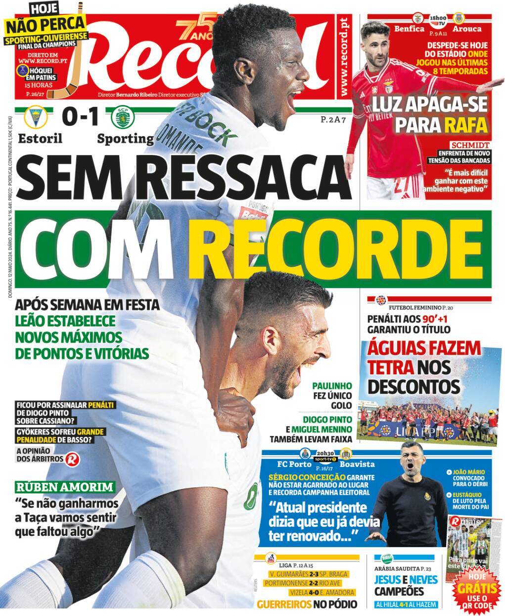 Record: Capa da Edi&ccedil;&atilde;o de domingo, 12 de maio 2024