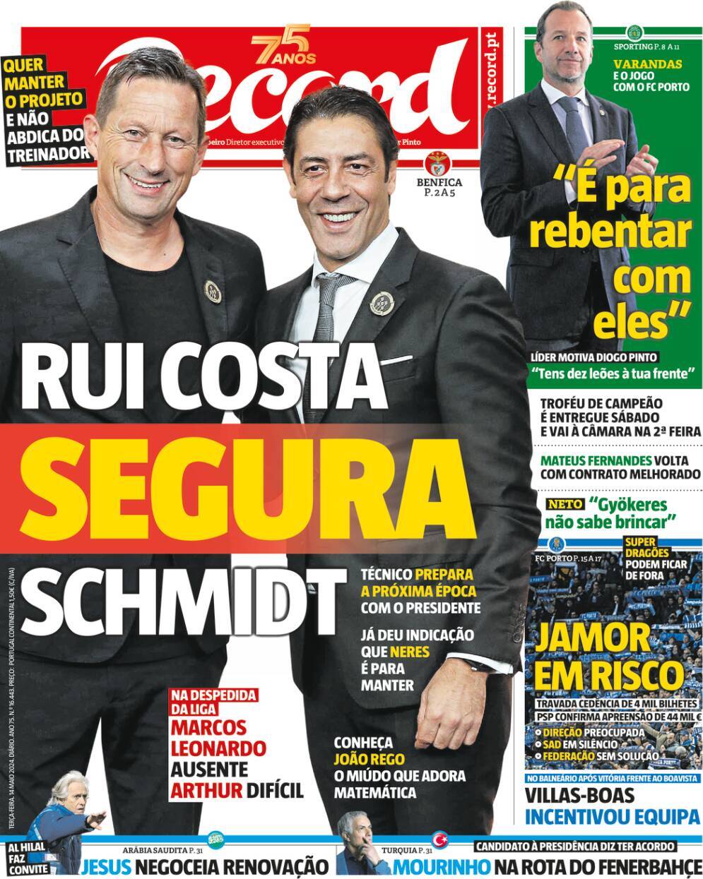 Record: Capa da Edi&ccedil;&atilde;o de ter&ccedil;a-feira, 14 de maio 2024