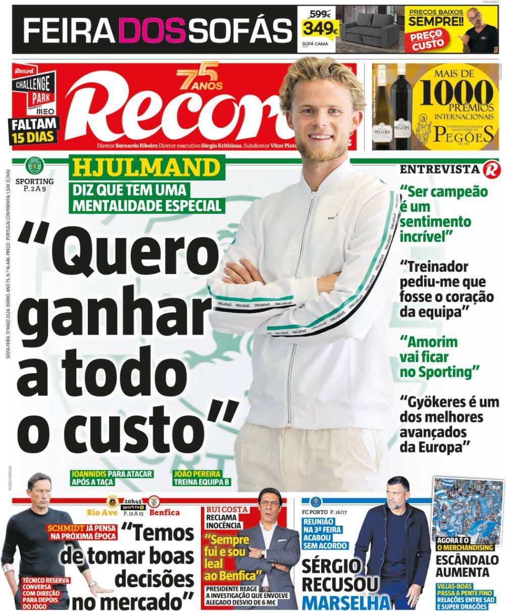 Record: Capa da Edi&ccedil;&atilde;o de sexta-feira, 17 de maio 2024