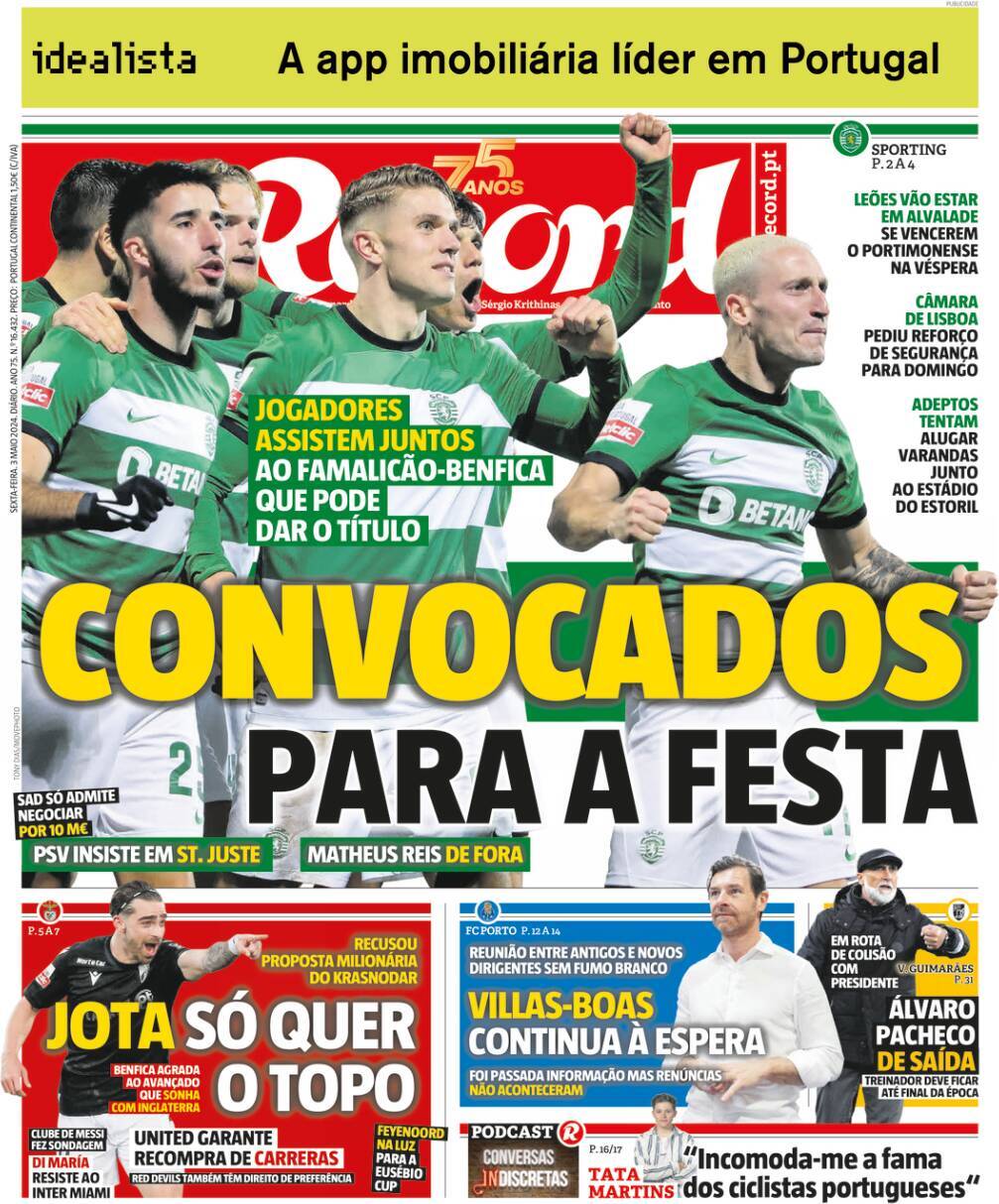 Record: Capa da Edi&ccedil;&atilde;o de sexta-feira, 03 de maio 2024