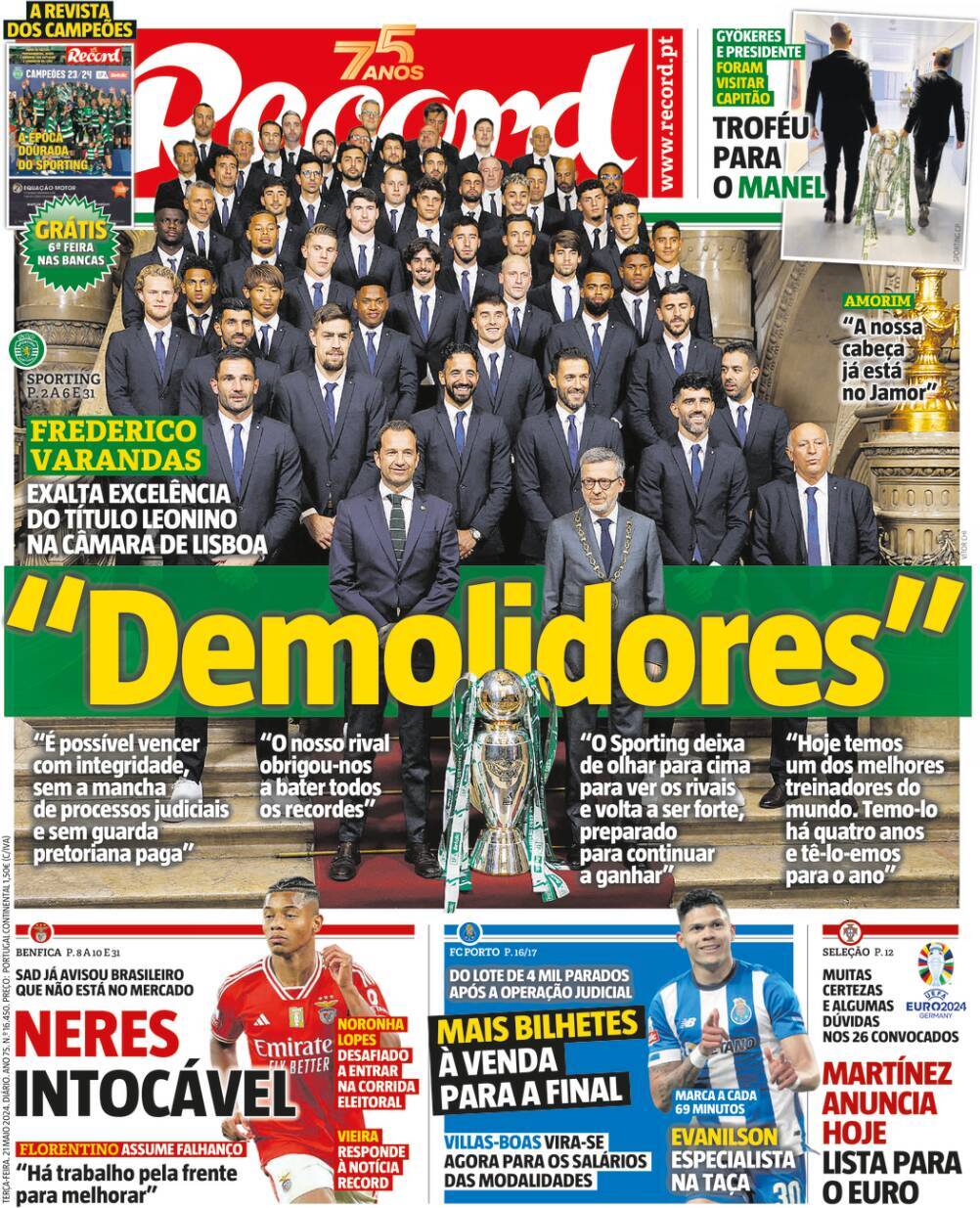 Record: Capa da Edi&ccedil;&atilde;o de ter&ccedil;a-feira, 21 de maio 2024