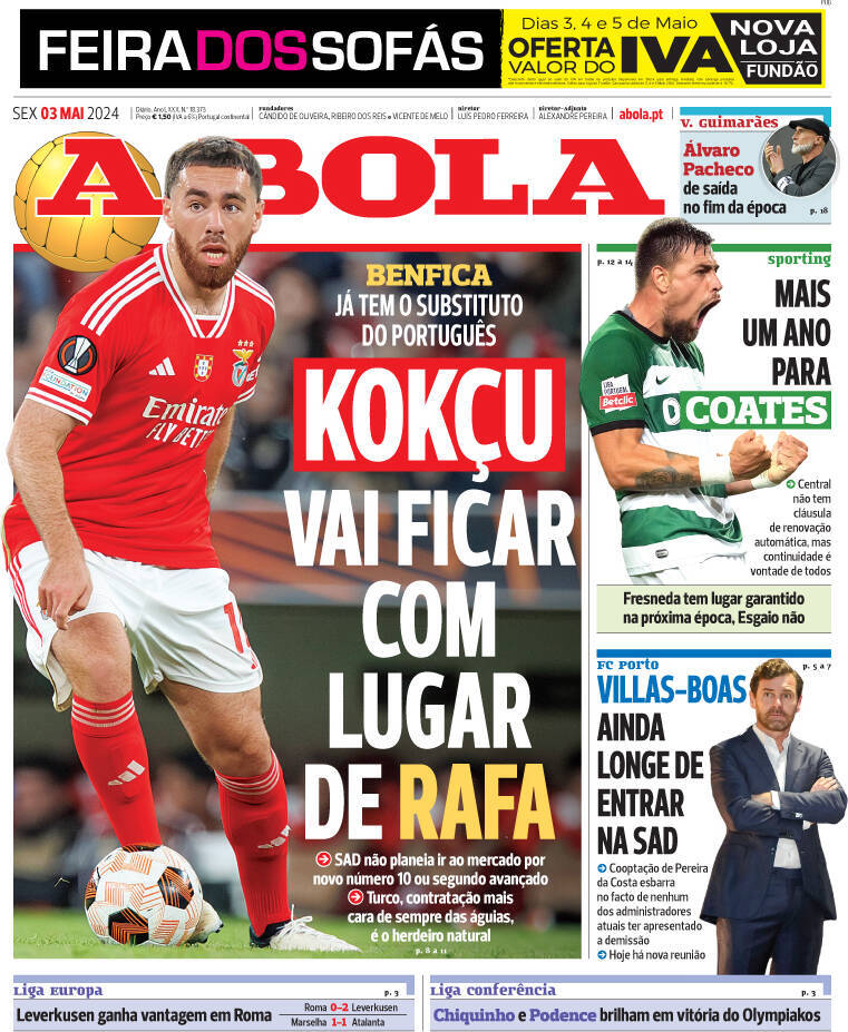 O Jogo: Capa da Edi&ccedil;&atilde;o de sexta-feira, 03 de maio 2024