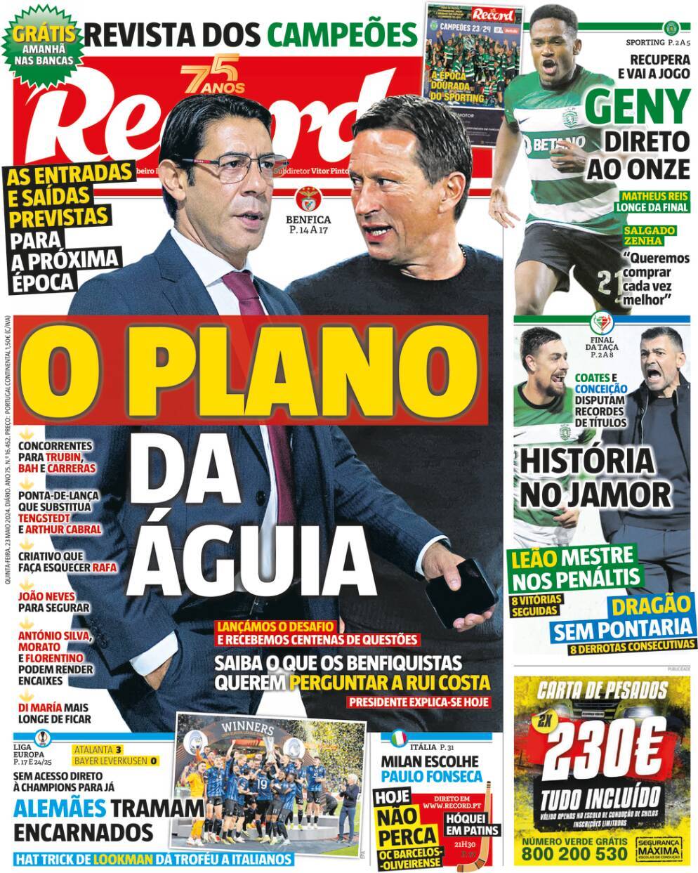 Record: Capa da Edi&ccedil;&atilde;o de quinta-feira, 23 de maio 2024