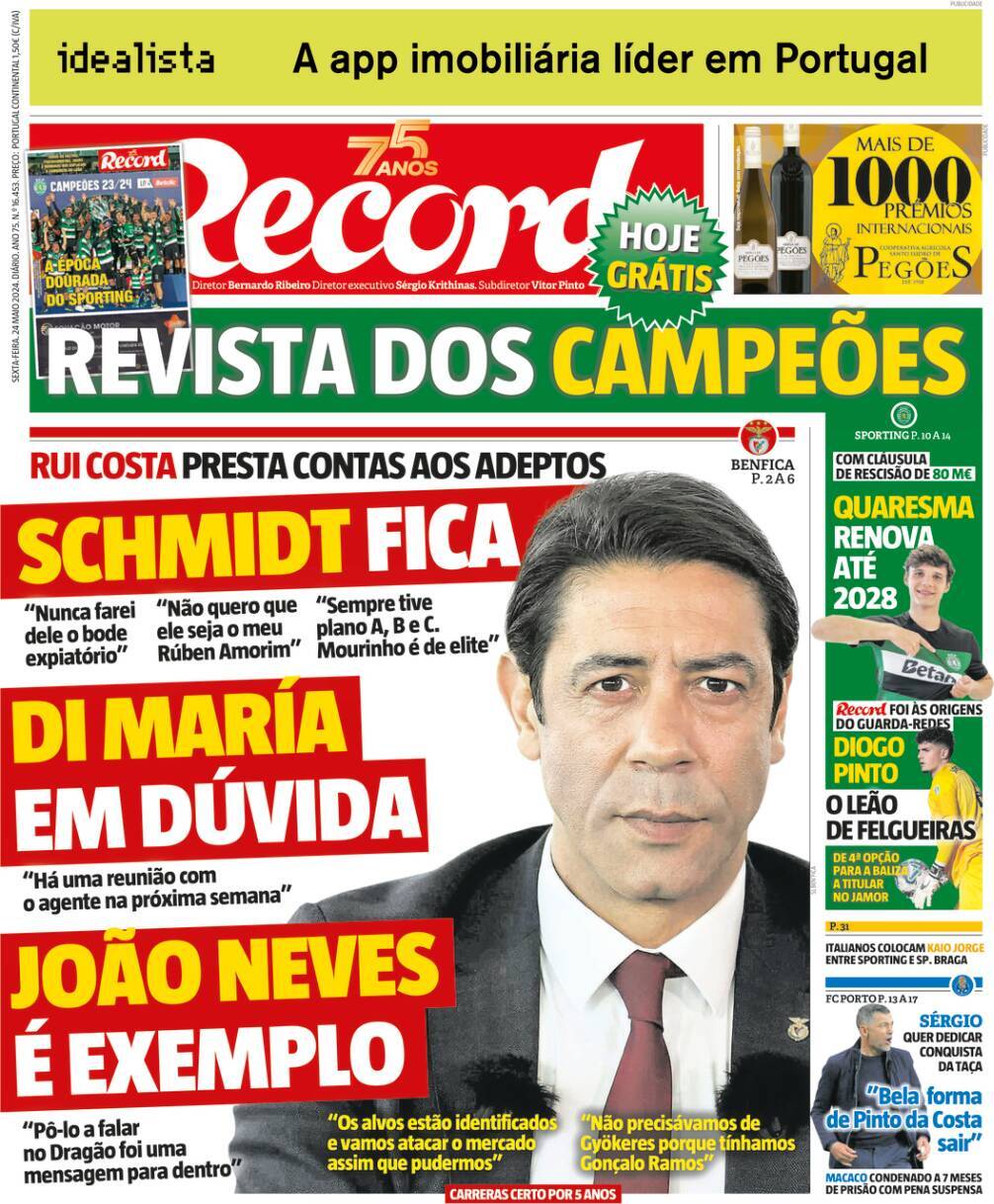 Record: Capa da Edi&ccedil;&atilde;o de sexta-feira, 24 de maio 2024