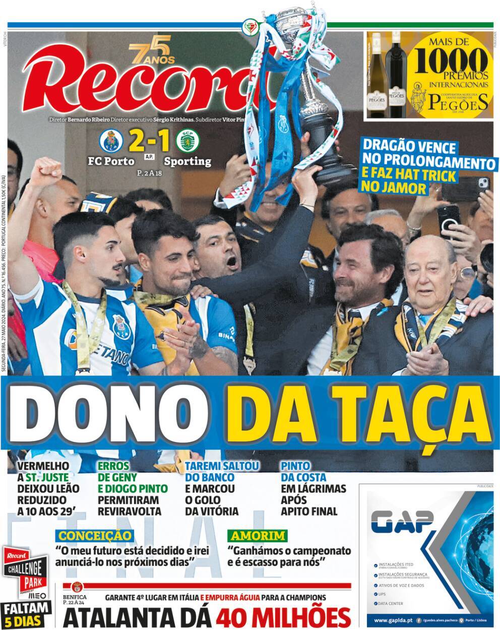 Record: Capa da Edi&ccedil;&atilde;o de segunda-feira, 27 de maio 2024