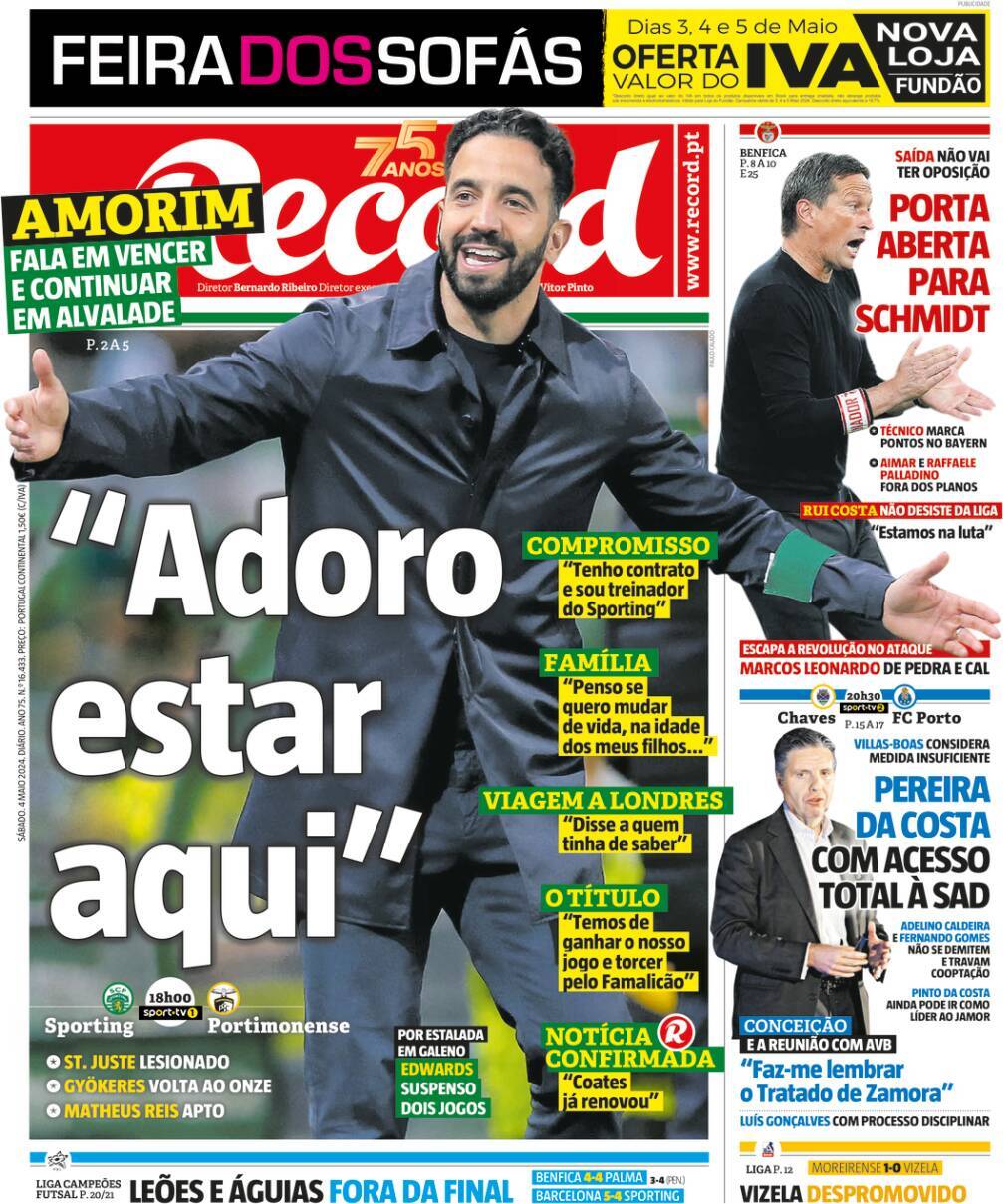 Record: Capa da Edi&ccedil;&atilde;o de s&aacute;bado, 04 de maio 2024