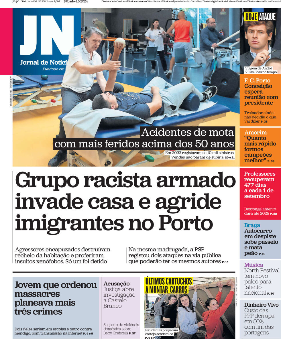 P&uacute;blico: Capa da Edi&ccedil;&atilde;o de s&aacute;bado, 04 de maio 2024