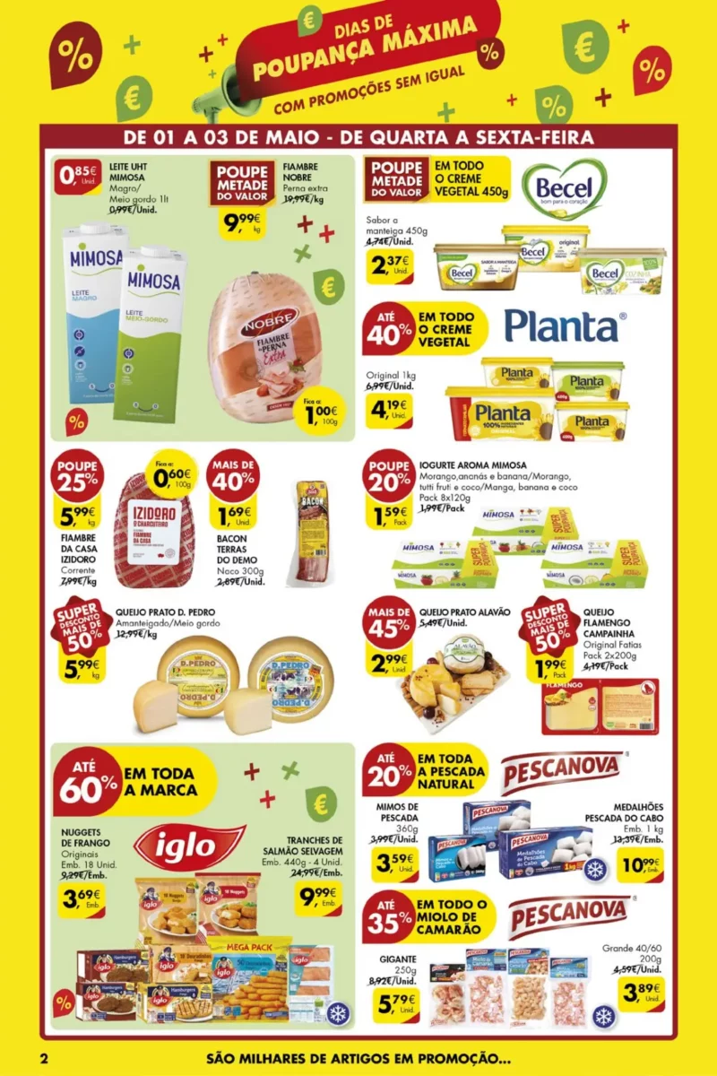 Folheto Pingo Doce &ndash; dias de poupan&ccedil;a m&aacute;xima (1 a 3 maio)